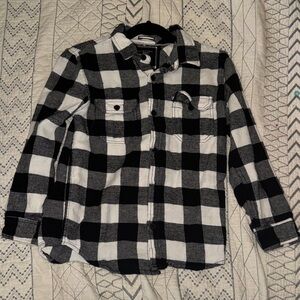 Denim & Flower | Black and White Flannel Shirt | Size 7